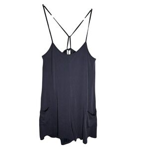Bluheaven Womens Charcoal Gray T-Back Swing Dress Sleeveless Pockets Size Medium